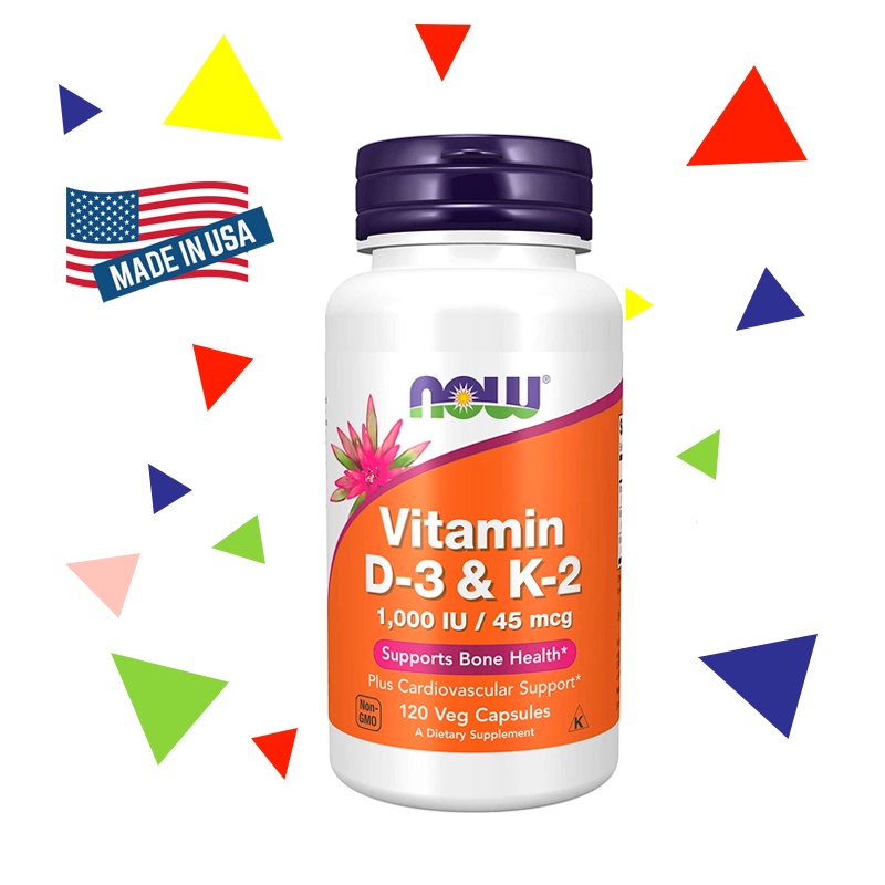 Viên Uống Now Vitamin D-3 & K-2 1,000 IU/45 mcg - Hỗ Trợ Sức Khoẻ Xương & Tim Mạch
