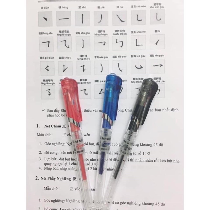 Bút gel ngòi 0.7mm luyện viết chữ Hán Nhật Hàn đẹp, tập viết tiếng Trung
