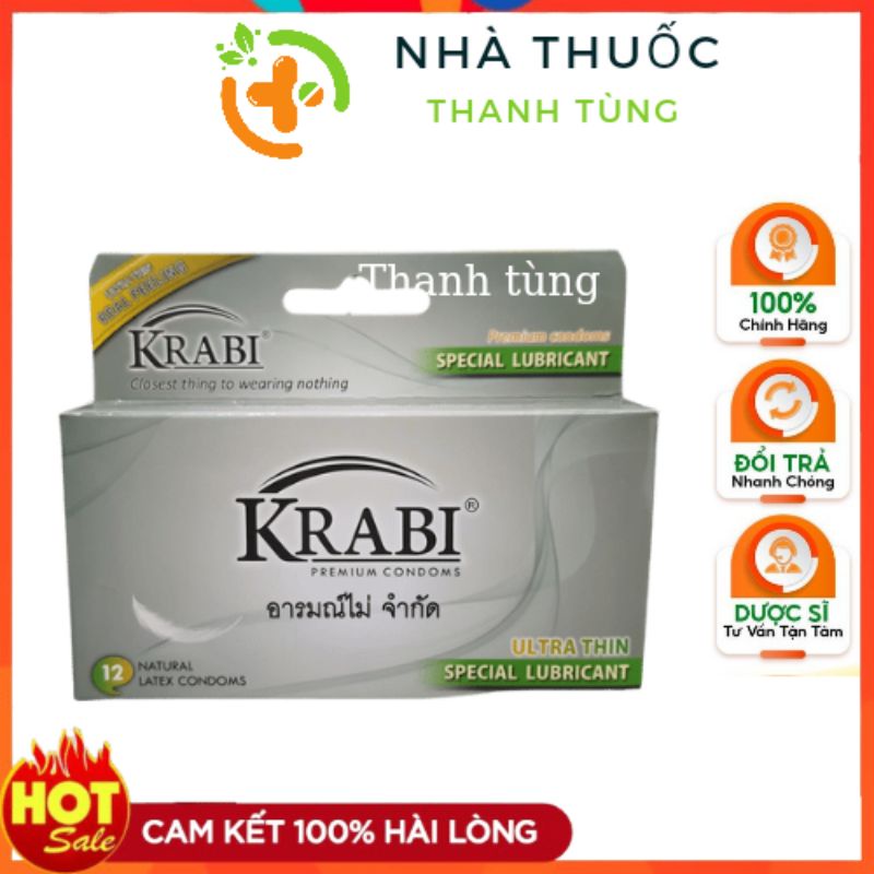 Bao cao su Krabi thái lan - Bcs gân gai siêu mỏng , kéo dài thời gian bôi trơn hộp 12 chiếc đủ màu, Đủ loại_NTTT