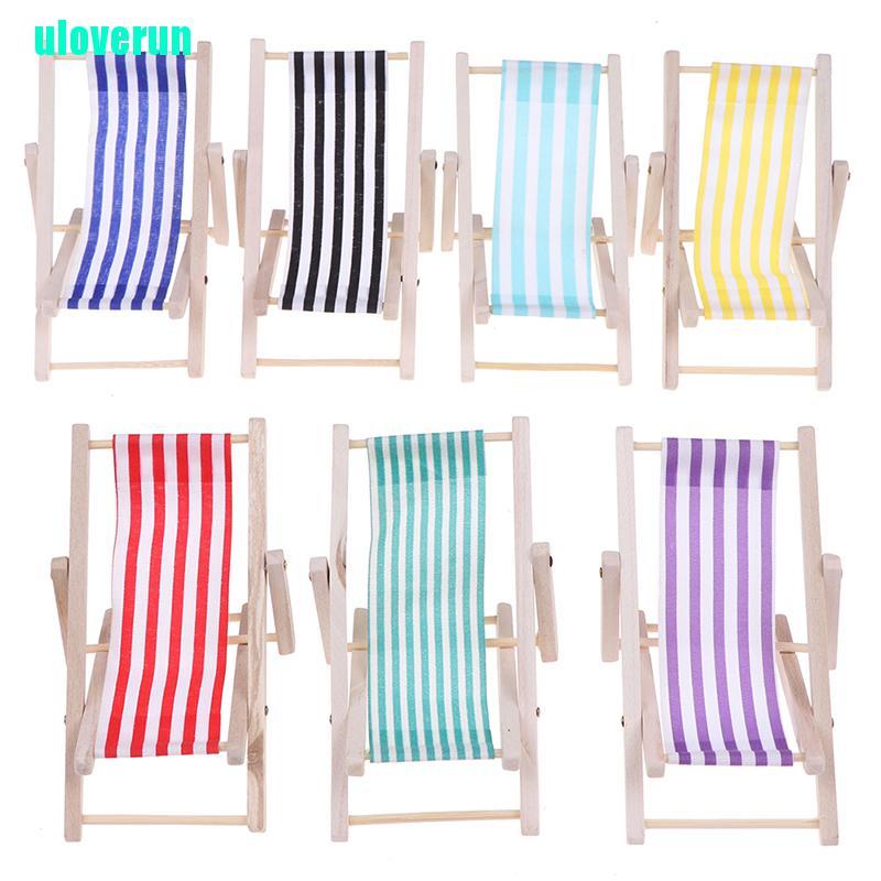 1 Mô Hình Ghế Bãi Biển Bằng Gỗ Tỉ Lệ 1: 12 Trang Trí Nhà Búp Bê