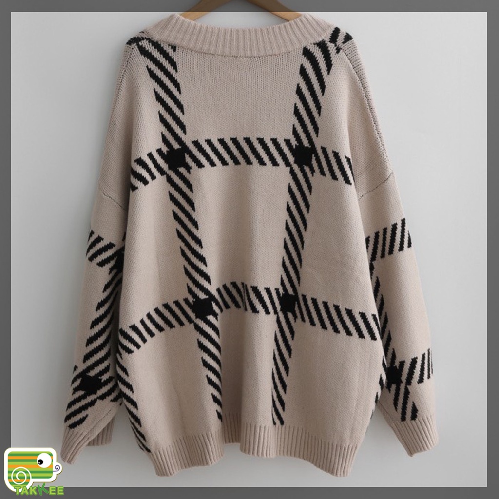 Khoác Cardigan Len, Áo Khoác Len Phối Kẻ Cá Tính Chất Dày Đẹp