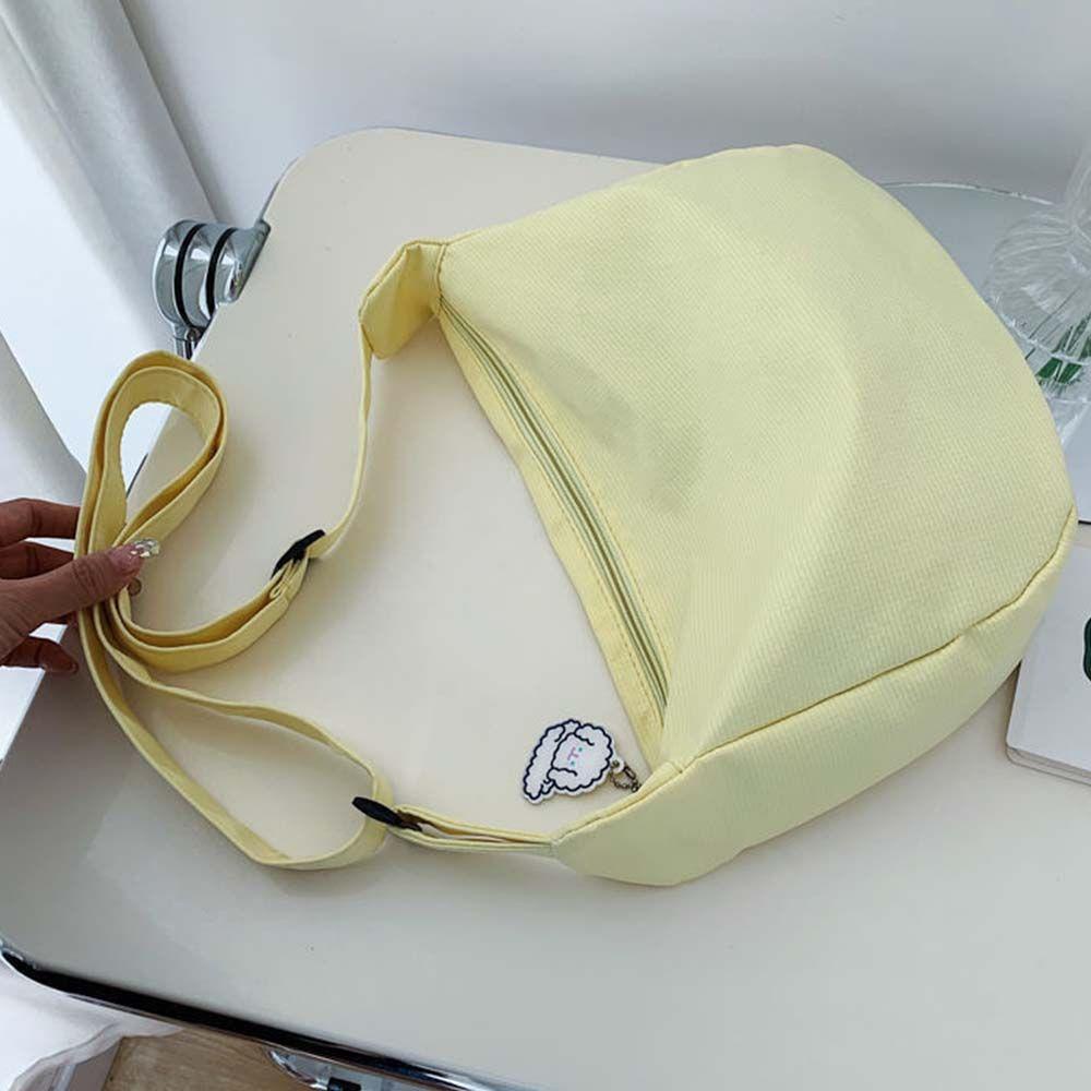 Túi Đeo Vai Vải Canvas Sức Chứa Lớn Có Khóa Kéo Và Dây Điều Chỉnh Được Thời Trang