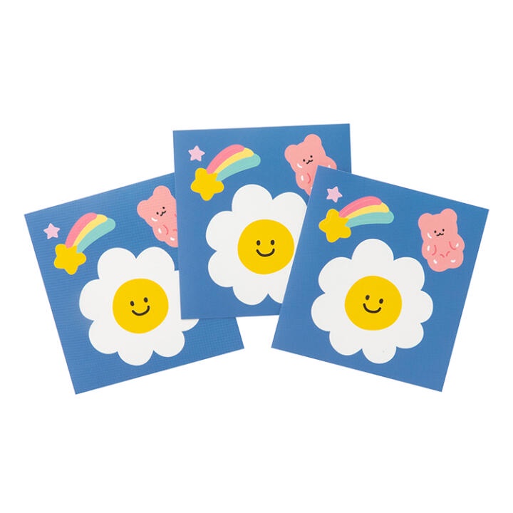 Set 3 Sticker Hình Vuông ARTBOX Hàn Quốc Họa Tiết Bông Hoa Mặt Cười Xinh Xắn