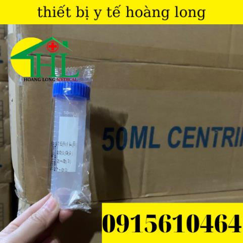 Com Bo 100 Ống Falcon 50ml - Ống Ly Tâm 50ml Nắp Vặn, Đáy Nhọn Tiệt Trùng Từng Cái