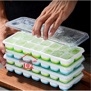 [SALE]Khay làm đá silicon chống dính 14 ô có nắp đậy ngăn mùi từ tủ lạnh