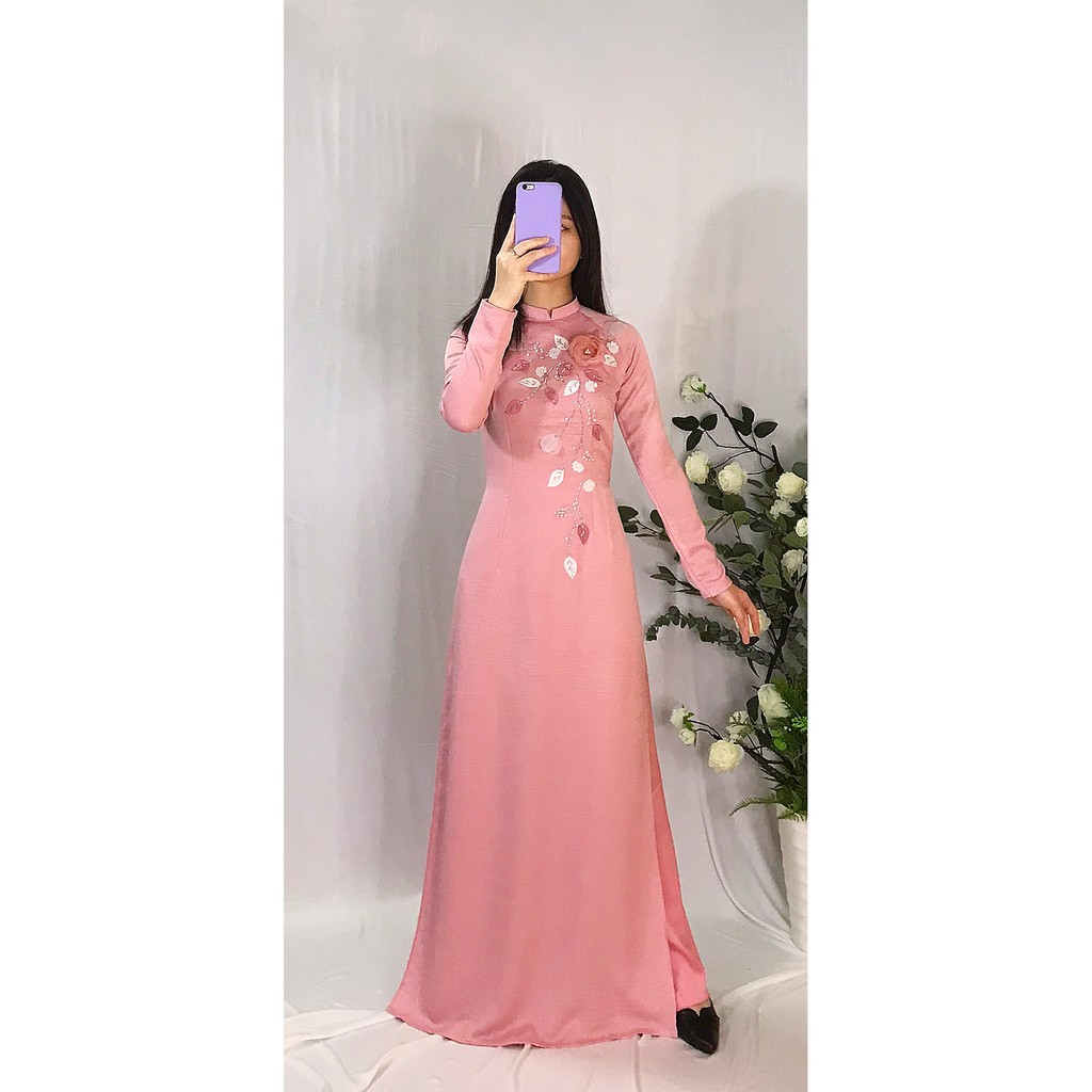 Áo dài nữ đẹp ⚡hàng cao cấp⚡ Áo dài truyền thống thêu hoa 2020