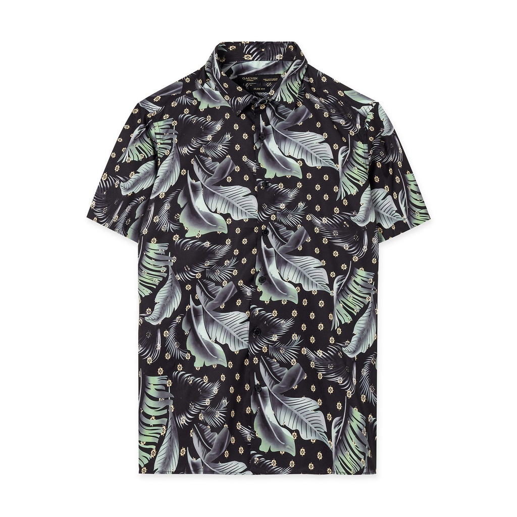 Áo sơ mi tay lỡ Galvin form rộng chất mát cộc tay đứng dáng unisex SMGV149-M5 - Leo Vatino