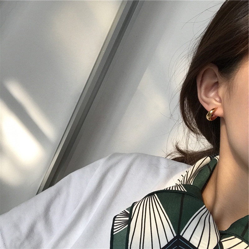 Khuyên Tai Tròn Mạ Vàng 18K Đơn Giản