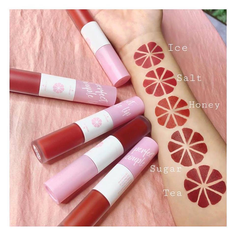 Son Kem Lì 2 Đầu Lip Filler Lemonade Perfect Couple Lip Màu 03 Salt - Màu  Cam  Đỏ  Đất