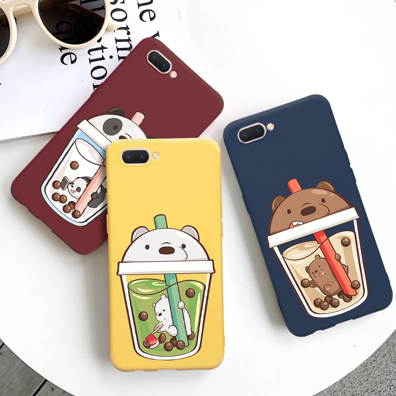 Ốp lưng hoa văn milk tee bears cho oppo a15s a15 a16 a12 f1s f5 f7 f9pro a3s a5s f11 realm c2 c3 a5 a9 2020 reno 4 5 6 7 8 ốp lưng silicon
