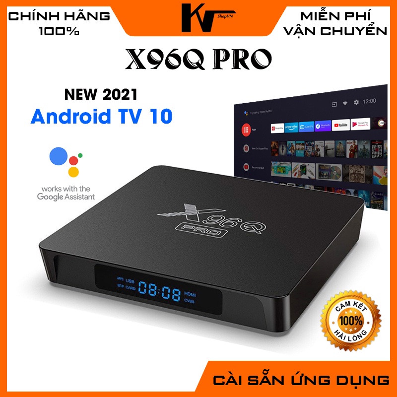 Android TV Box X96Q PRO, New 2021, Ram 2GB, Android TV 10.0, Có cổng quang Optical