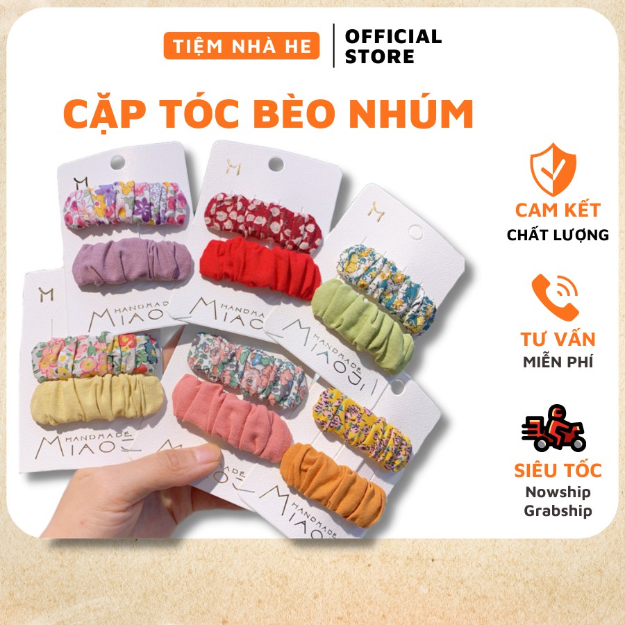 Set cặp mái kẹp tóc Hàn Quốc phong cách ulzzang họa tiết hoa bèo nhúm dễ thương cho bé gái