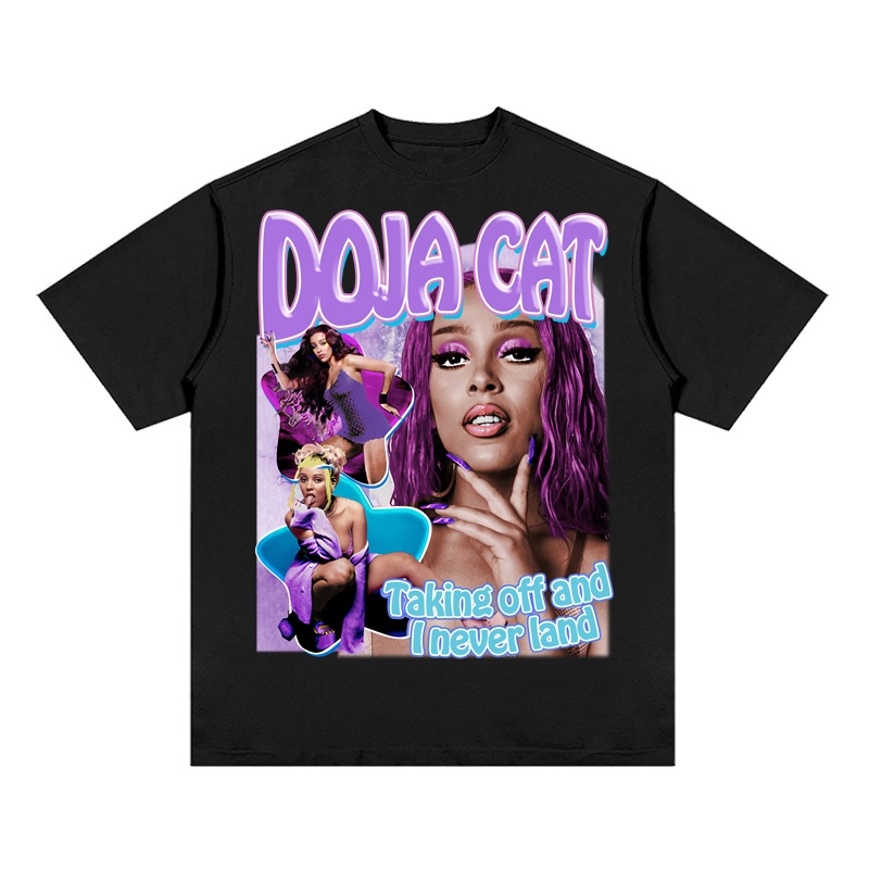 Áo Thun Vintage Doja Cat v2 Tay Lỡ Unisex - Đen/Trắng Cổ Tròn | Blackwork