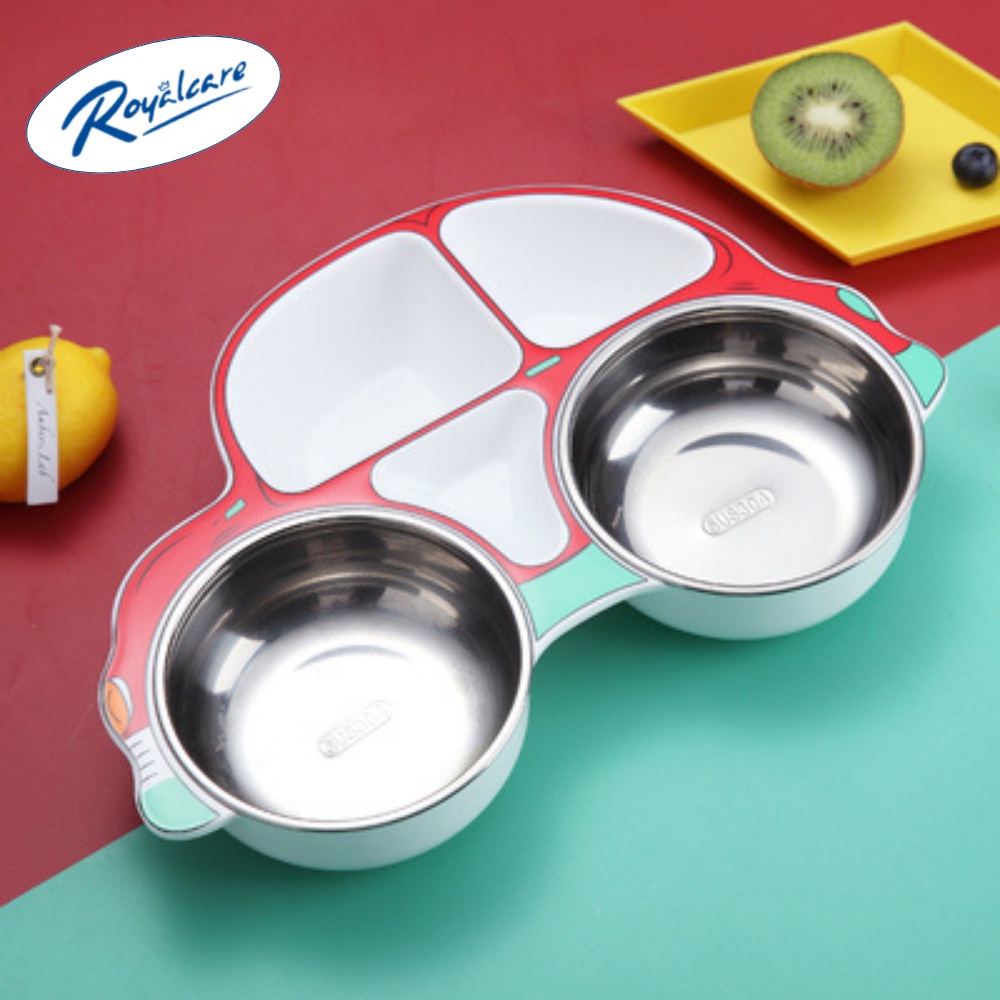 Khay cơm cho bé, đồ dùng ăn dặm inox cao cấp Royalcare phù hợp BLW,, kiểu Nhật và ăn dặm truyền thống