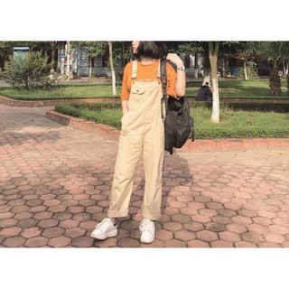 Quần yếm nữ nâu nhạt