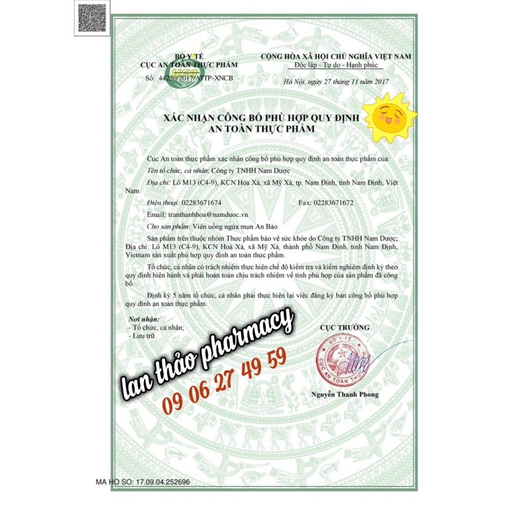 VIÊN UỐNG NGỪA MỤN AN BẢO LỌ 30 VIÊN