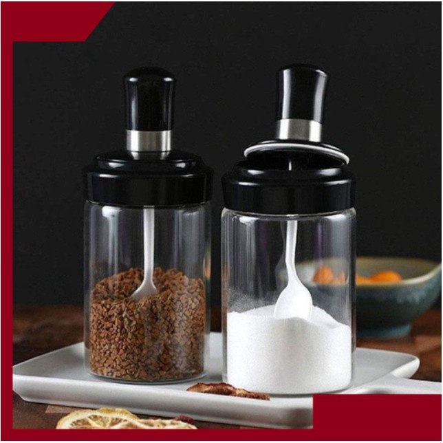 Hũ thủy tinh đựng gia vị kèm thìa tiện dụng-supersale365