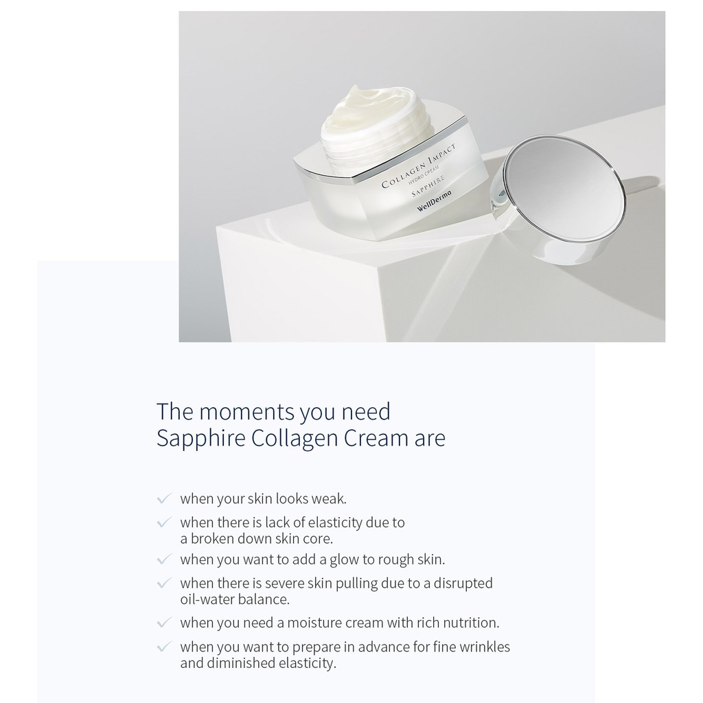 Kem dinh dưỡng tiểu phân tử collagen biển Wellderma Sapphire Collagen Impact Hydro Cream 50g