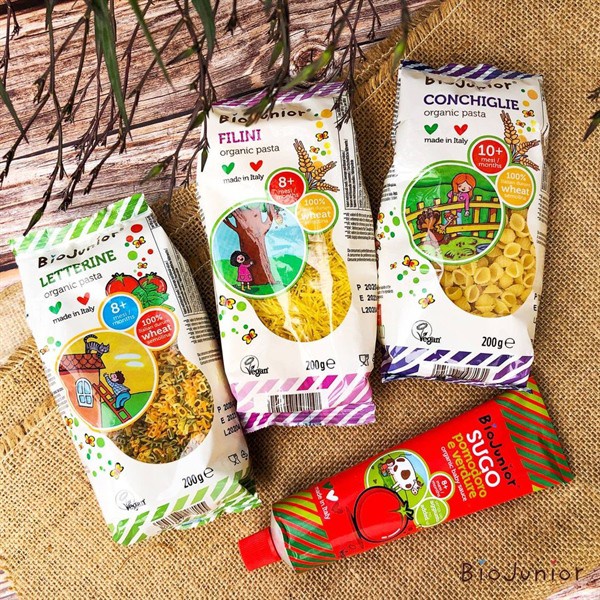 Mì Nui Bio Junior 200g Hữu Cơ Organic Cho Bé Ăn Dặm (Từ 8 - 10 tháng tuổi)