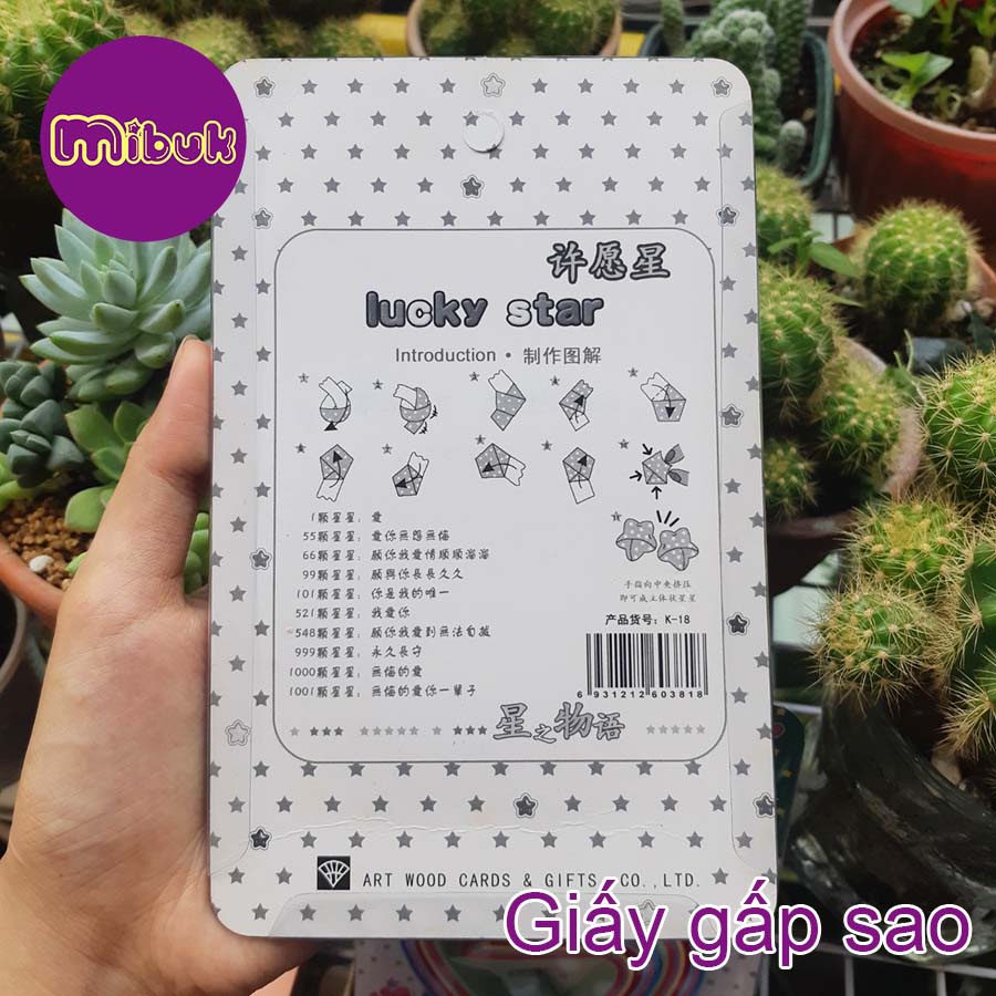 Giấy gấp sao nhiều màu, giấy tốt, vỉ hình trái tim