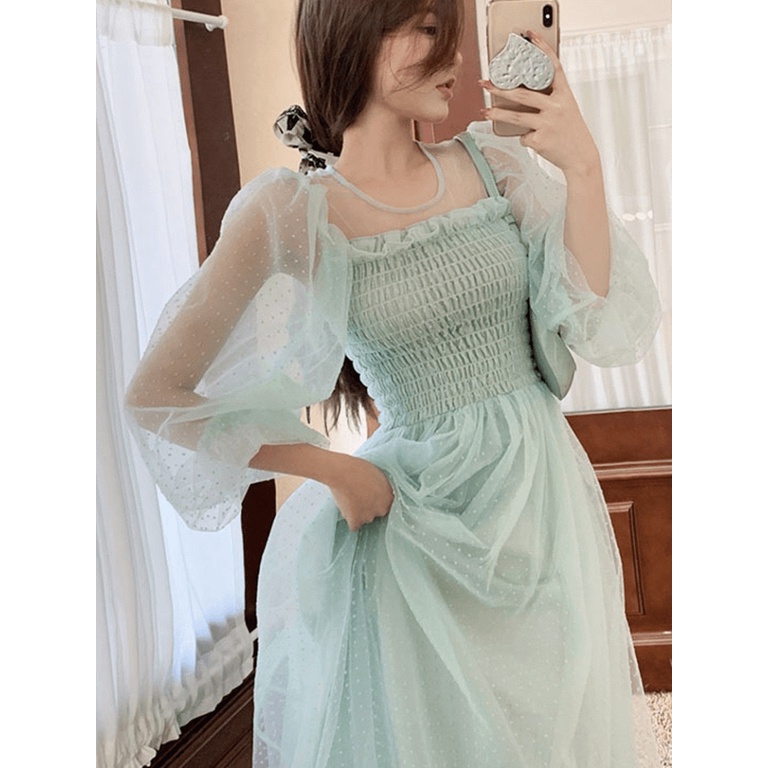 (Free ship) Hàng Quảng Châu Cực HOT--- Mẫu Đầm Lưới Tay Dài Diện Là Xinh Như Các Tỷ Trung Quốc UP ( Có Video ) HHP Fashi