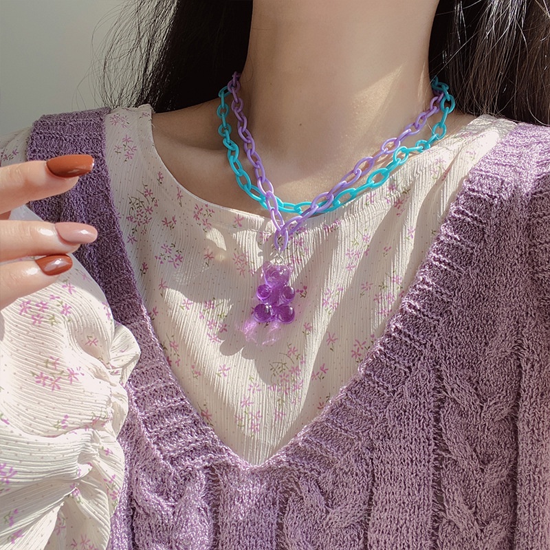 Vòng Cổ Choker Dài Bằng Acrylic Màu Sắc Kẹo Ngọt Phong Cách Hip Hop