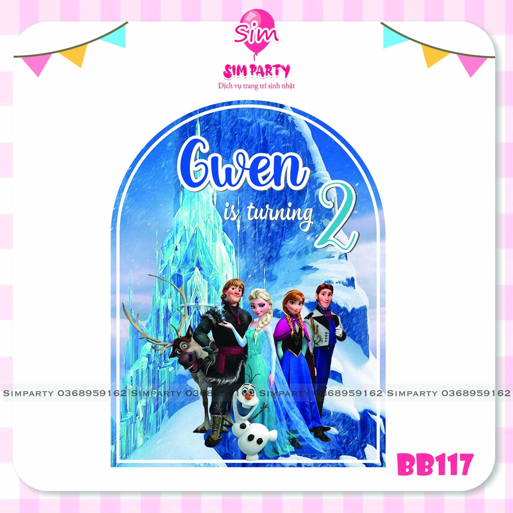 Backdrop trang trí sinh nhật bé trai bé gái phông bạt vải Silk, Hiflex in trực tiếp theo tên bé