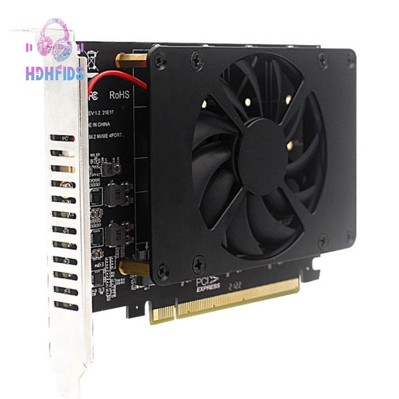 Card Mở Rộng PCI-E X16 NVME M.2 MKEY SSD RAID Array PCI-E Kèm Quạt Tản Nhiệt