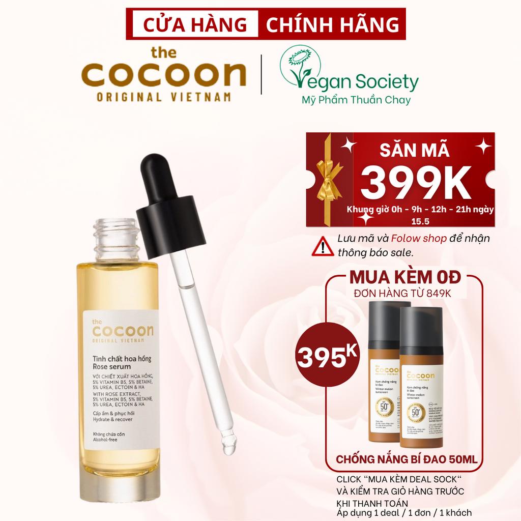 Tinh chất hoa hồng cocoon 30ml (rose serum) thuần chay - Vegan Society - Mỹ phẩm thuần chay Việt Nam