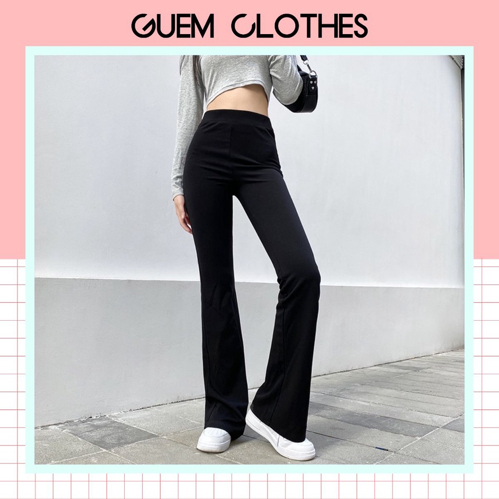 Quần ống loe cạp cao dáng dài thời trang nữ - GUEM Clothes