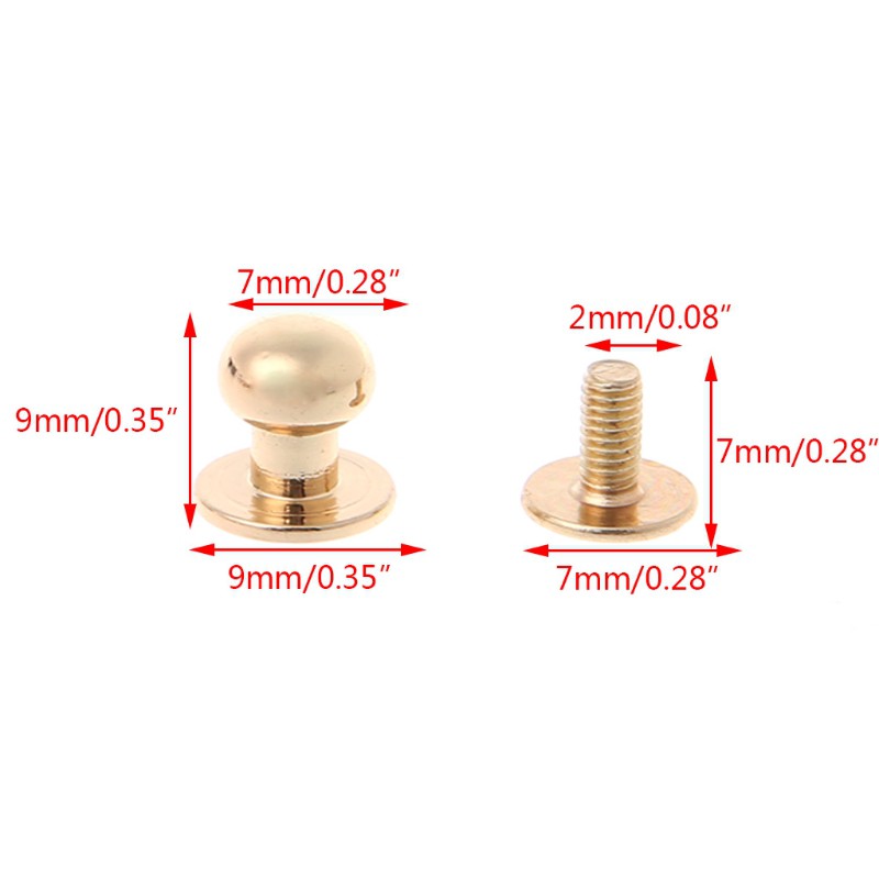 10ms Solid Brass Rivet Round Head Button Screw Luggage Leather Brass Durable Craft