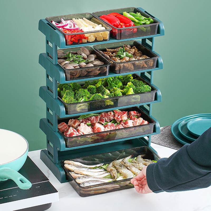 Kệ đựng đồ - Khay đựng thức ăn 5 tầng nhiều ngăn - Kệ đựng đồ ăn lẩu xếp tầng thông minh (KAL05)