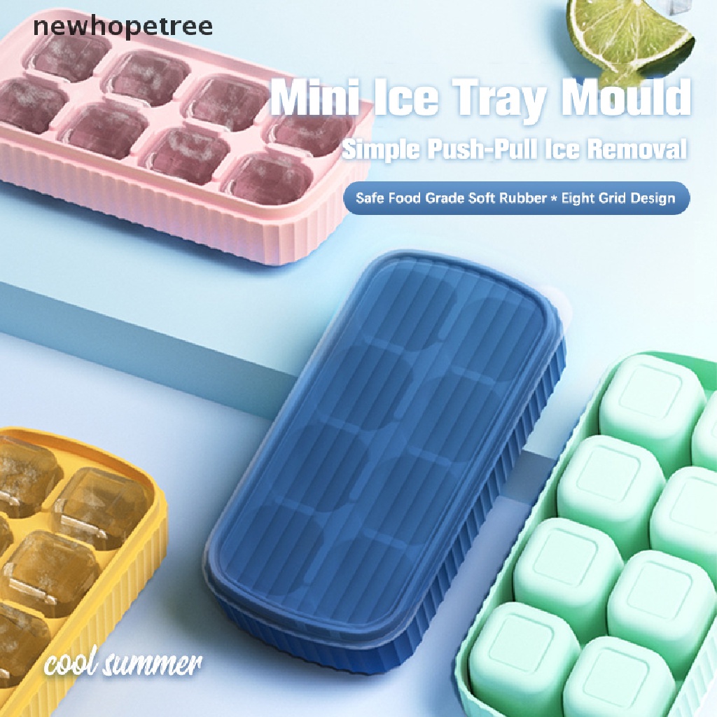 Khuôn Làm Đá 8 Ngăn Bằng Silicone DIY Có Nắp Đậy Tiện Lợi Dành Cho Nhà Bếp