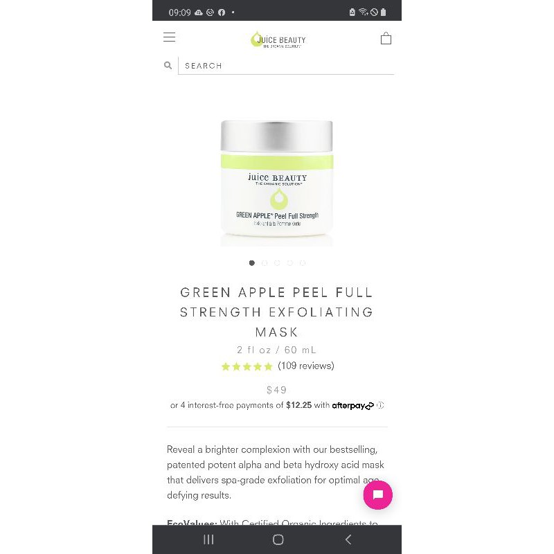 [ Minisize 15ml ] Mặt Nạ Tẩy Da Chết Sáng Da Juice Beauty Green Apple Peel Full Strength Exfoliating Mask