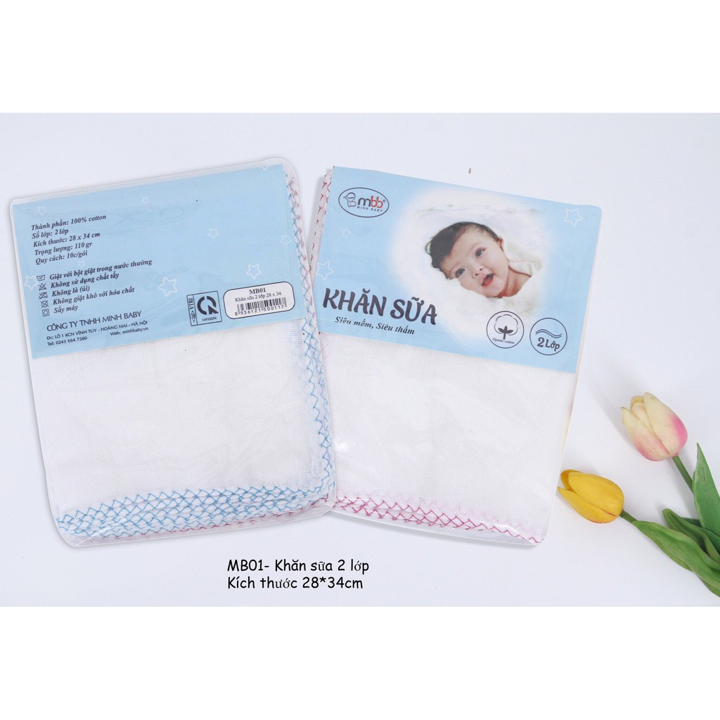 Sét 10 khăn sữa xô trắng siêu mền Golden Baby