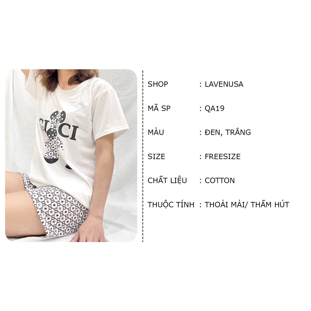 Bộ mặc nhà nữ tay ngắn mùa hè cotton freesize thấm hút tốt LAVENUSA QA19