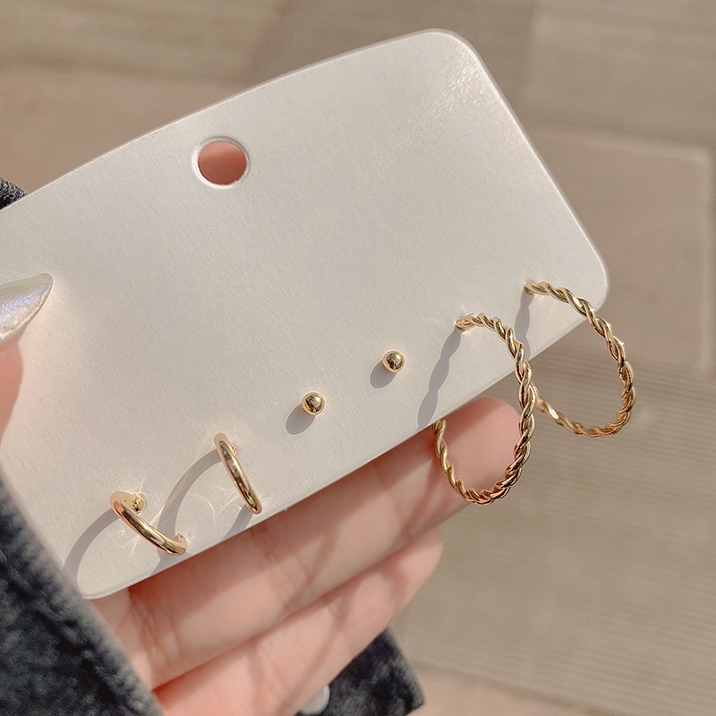 Khuyên Tai Bộ Set 6 Khuyên Tai Tròn Màu Vàng/Bạc Thời Trang Cho Nữ