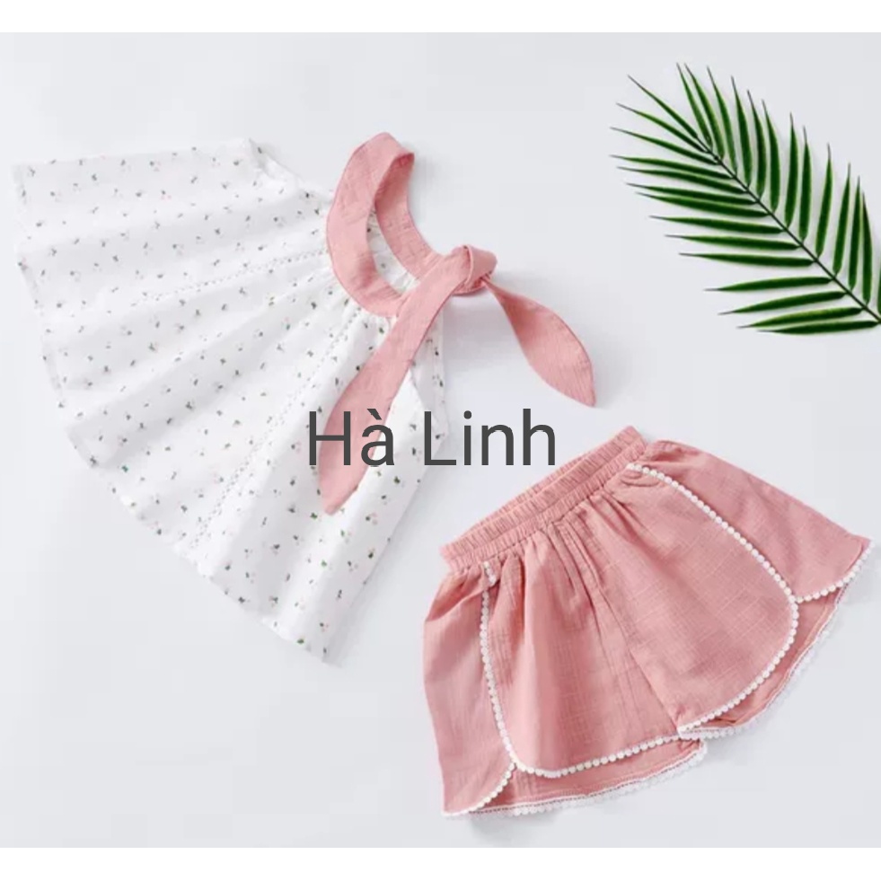 Bộ áo yếm đũi cho bé gái siêu  mát siêu dễ thương.