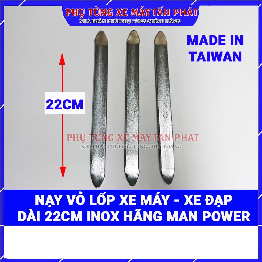 3 Móc lốp 22cm Xi Nhám Hãng Man Power Tawan (đài loan) Nạy Vỏ Xe Máy Xe Đạp Cao Cấp