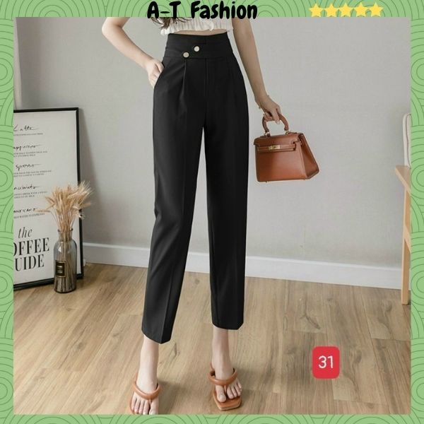 Quần tây nữ form rộng phối lưng kiểu siêu xinh ❤️FREESHIP❤️ Quần baggy công sở vải tuyết mưa mịn xịn A-T Fashion - QTM31