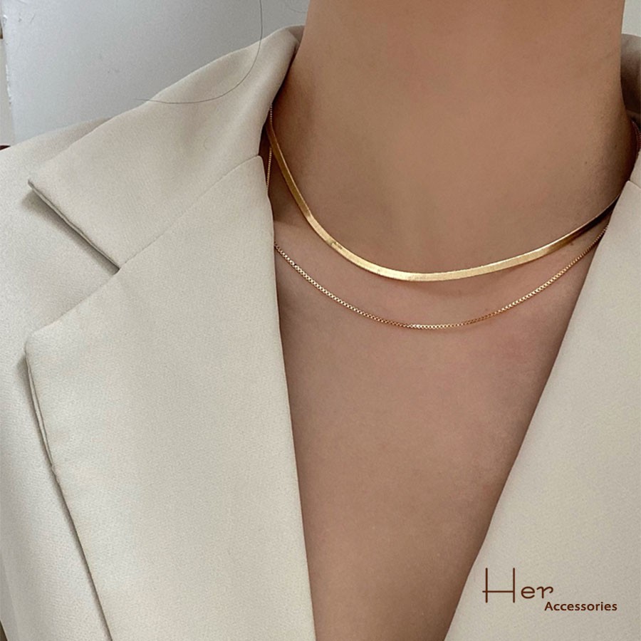 Dây chuyền,vòng cổ choker 2 tầng màu vàng gold  | HER.ACC | C1