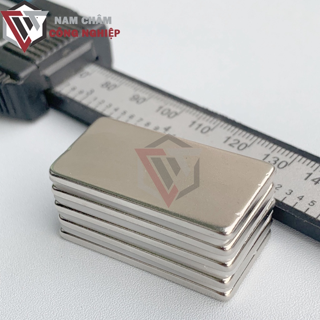 Nam châm chữ nhật 40x20x3mm nam châm đất hiếm màu trắng