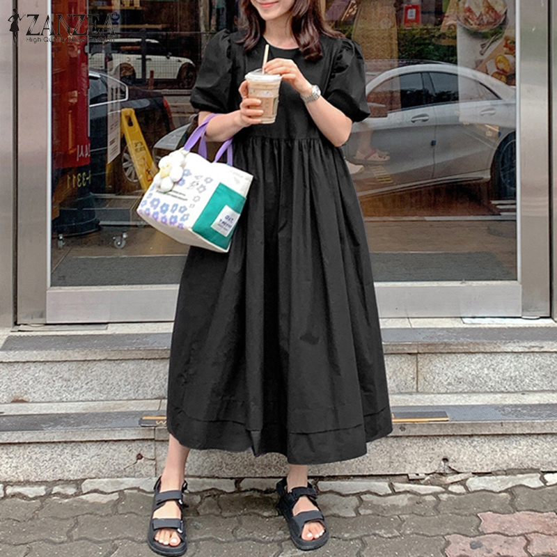 Đầm Maxi ZANZEA Tay Ngắn Cổ Tròn Thời Trang Dành Cho Nữ | BigBuy360 - bigbuy360.vn