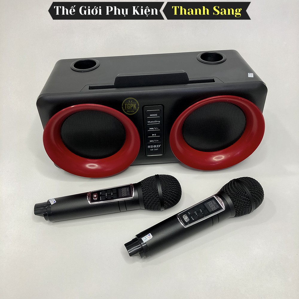 Loa Karaoke Bluetooth SD 307 tặng Kèm 2 Micro nhiều chức năng | Tích hợp 2 Loa Bass âm thanh mạnh mẽ