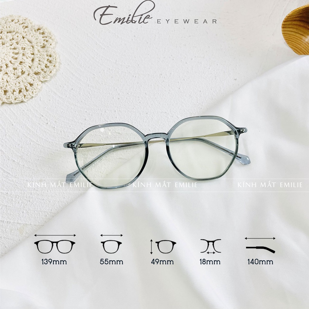 Gọng nhựa tròn nam nữ góc cạnh mảnh nhẹ nhựa dẻo hàng cao cấp Kính mắt Emilie phụ kiện thời trang 7140