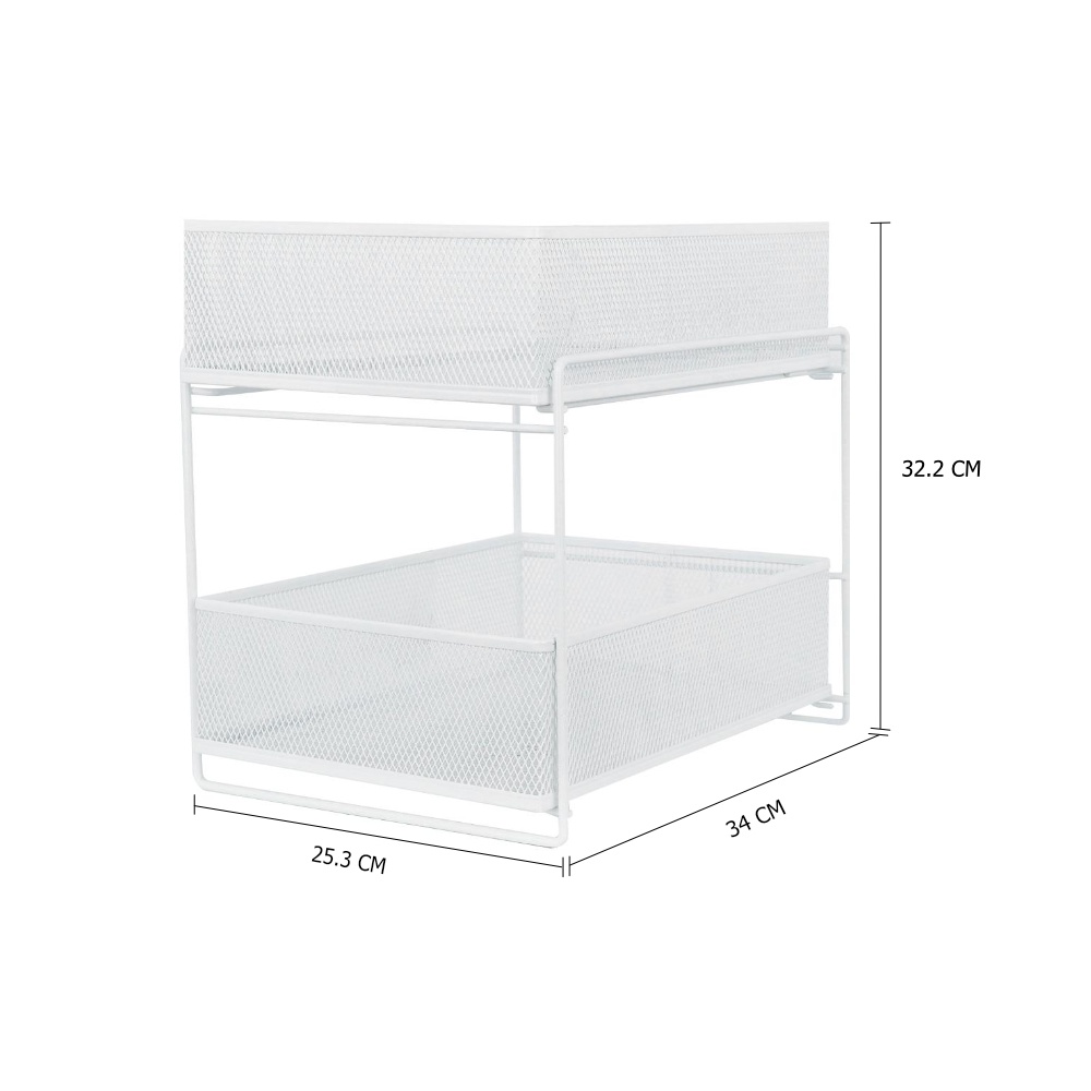 HomeBase KECH Kệ lưu trữ lưới thép dạng trượt 2 tầng L Thái Lan W25.3xD34xH32.2cm