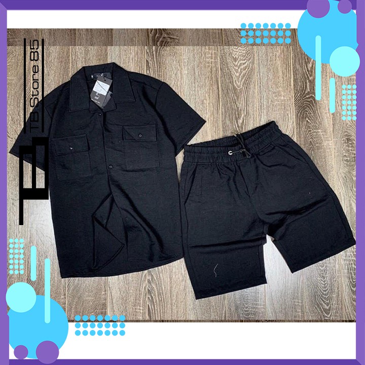 Bộ Sơ Mi Đủi Hot 2021 ❄️DOTH5KT❄️ Tay Ngắn Trắng Đen - TB Store 85