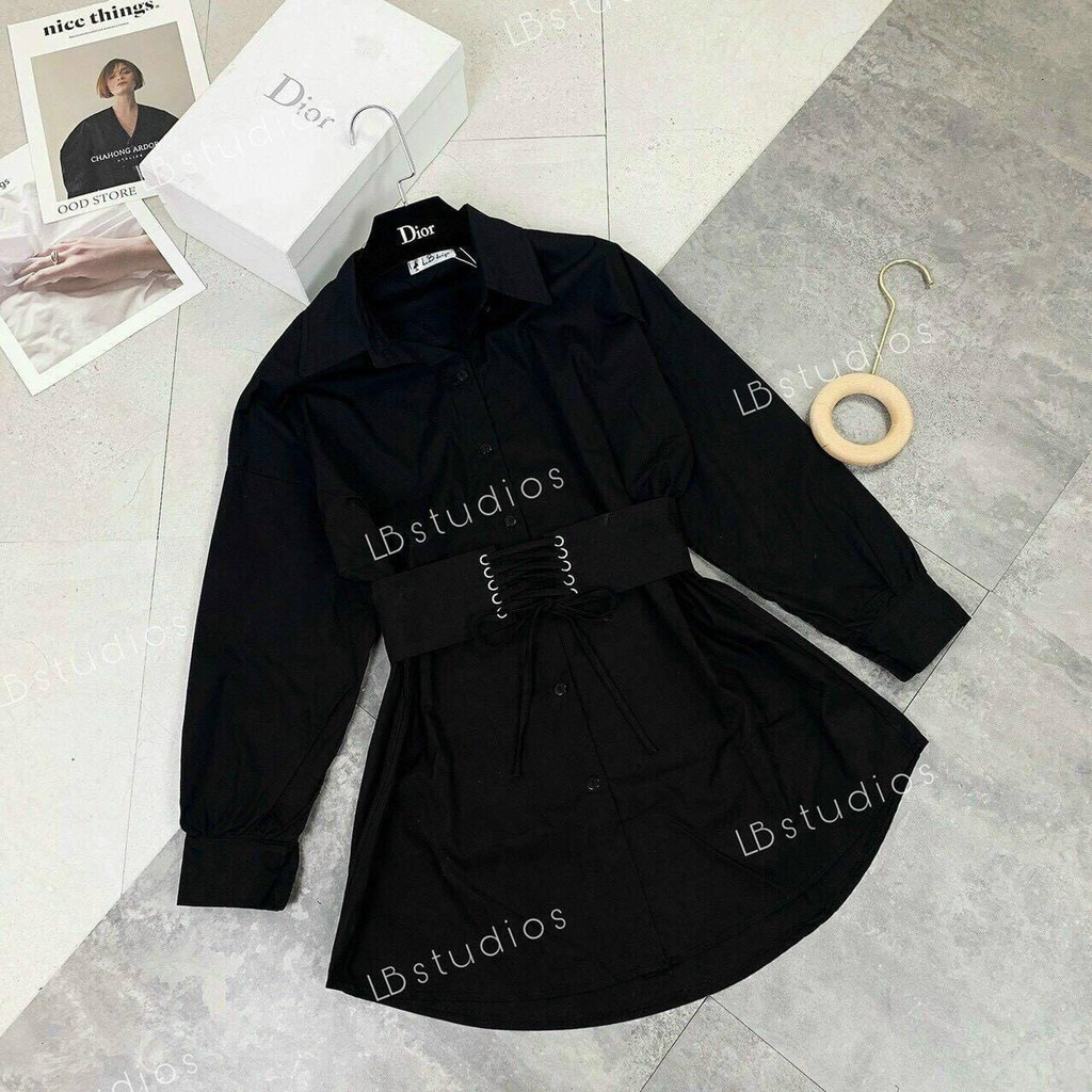 Áo Sơ Mi Kèm Đai Dài Tay Cực Xinh