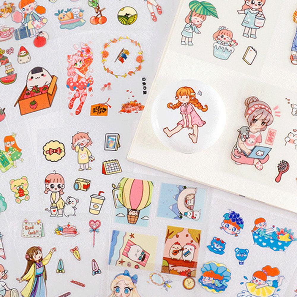 Set 100 Tờ Nhãn Dán PET Dễ Thương Dùng Trang Trí Sổ Tay DIY