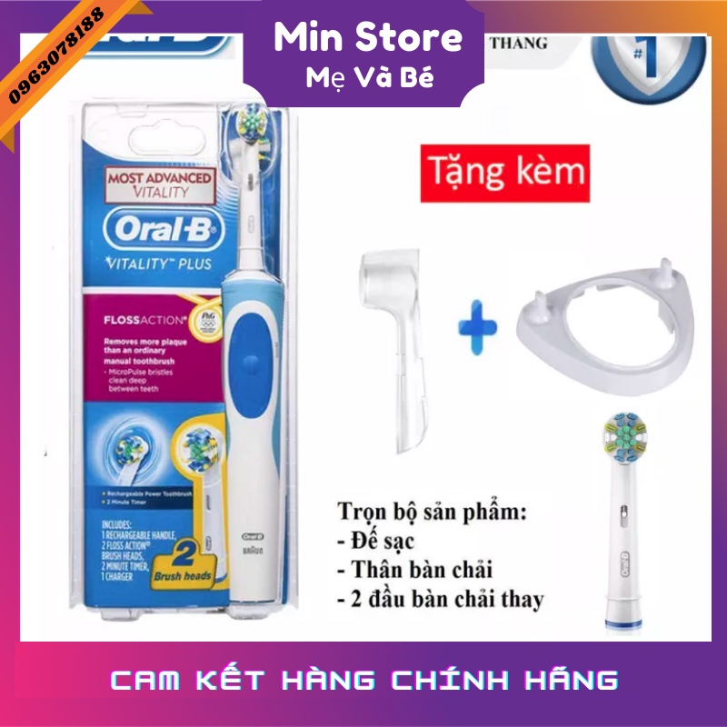 Bàn chải điện đánh răng tự động Oral-B Vitality Flossaction siêu sạch mảng bám (BH 6T+ nắp đầu bàn chải)